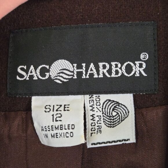 Sag Harbor Vintage Brown 100% Pure Wool One Button Blazer Size 12 - Picture 4 of 4